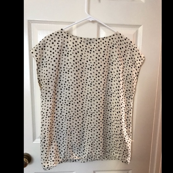 Loft star dots pleated/ruffle front blouse. - Picture 2 of 3